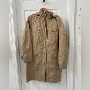 EMS Beige Rain jacket•Longer Length•Large•hooded••waterproof•Cabincore•outdoor